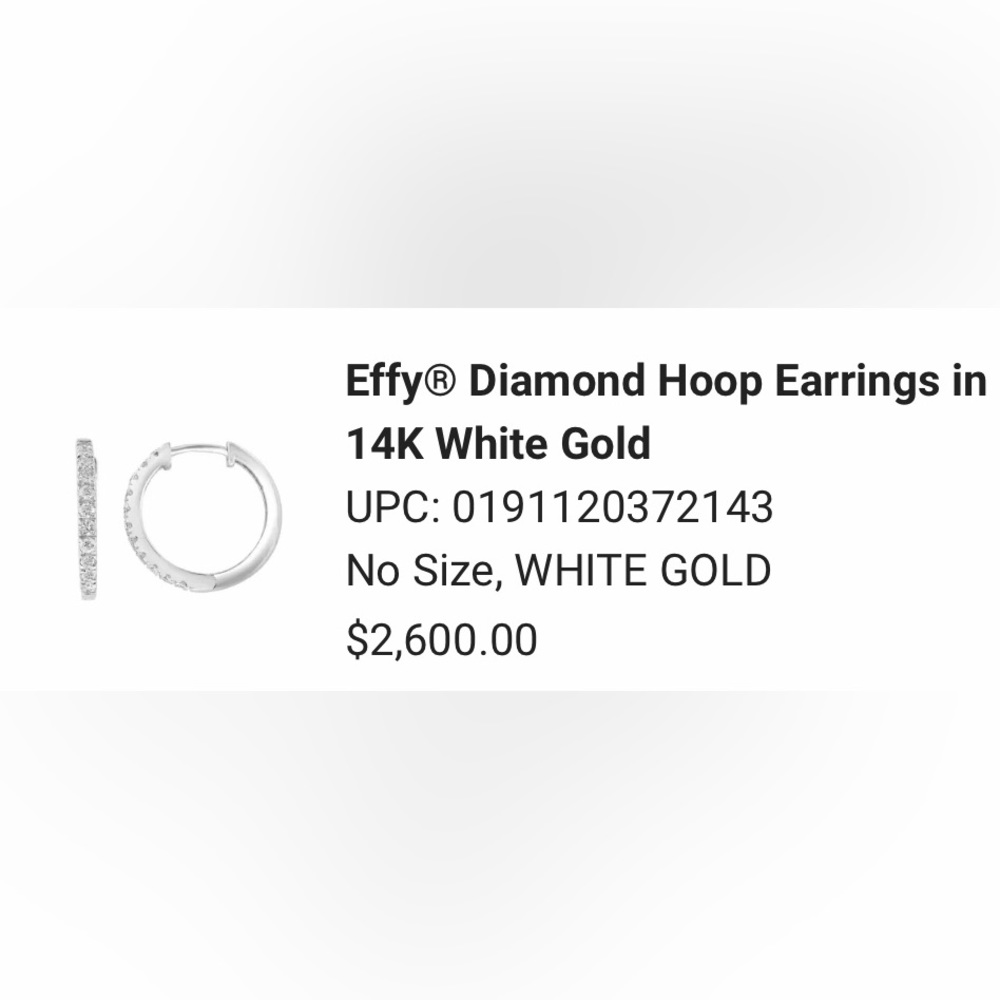 SOLD!!$2,600 Effy®Diamond Hoop Earrings